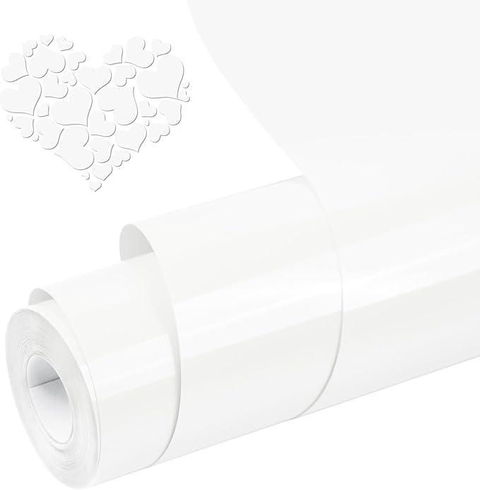 White PU HTV Heat Transfer Vinyl Roll 12" x 20 FT, Easy Weed Iron On Vinyl