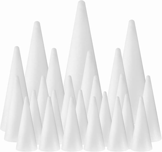 FFchuanhe 24-Pack Craft Foam Cones, Foam Tree Cones,