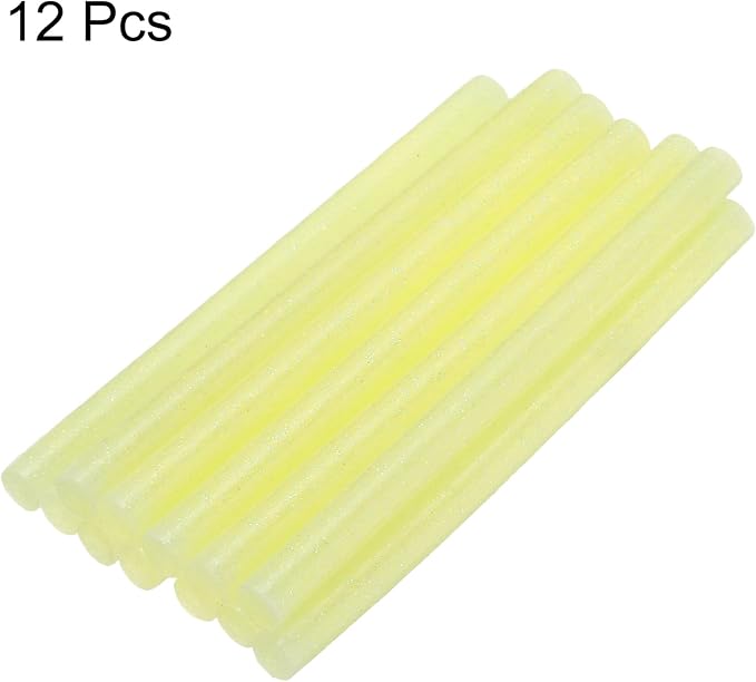 uxcell Mini Hot Glue Sticks for Glue Gun 7mm x 100mm Glitter Yellow 12pcs