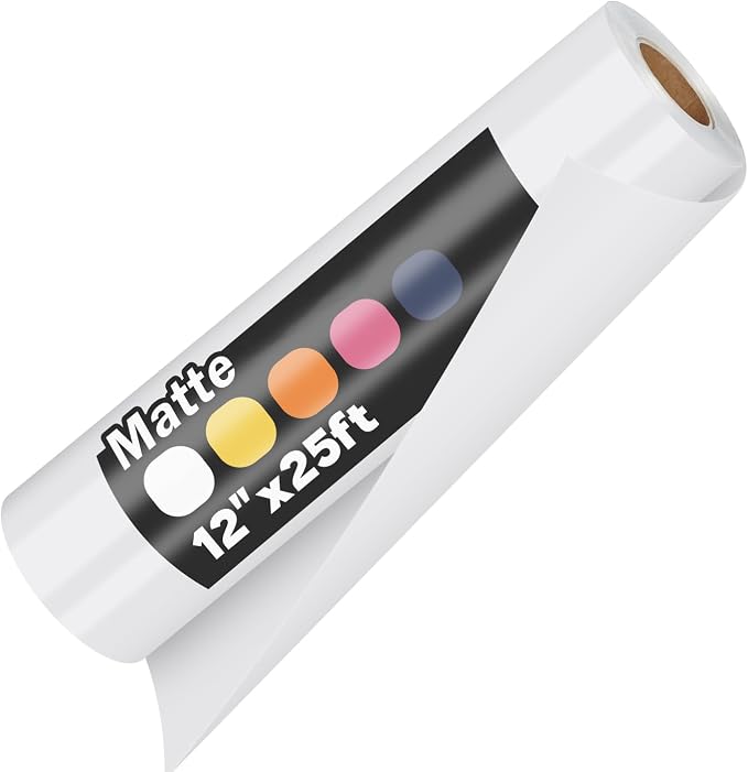 guangyintong Heat Transfer Vinyl White HTV Rolls, Matte Surface HTV Vinyl
