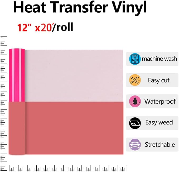 HTVVETUR Glow in The Dark HTV Heat Transfer Vinyl Roll 12 Inch by 20 Feet Iron