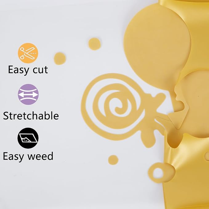 guangyintong Heat Transfer Vinyl Golden HTV Rolls, Matte Surface PU Material