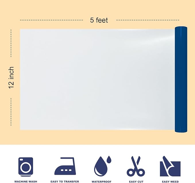 Puff Heat Transfer Vinyl, 12in X 5ft Iron on Vinyl | 3D Puff, Wash No Fade