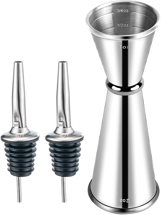 Briout Jigger and 2 Pourers, Double Cocktail Jigger Japanese Premium 304