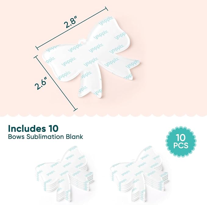 YOPPIX 10 Pcs Sublimation Bow Blanks, Sublimation Acrylic Bow Blanks Keychain
