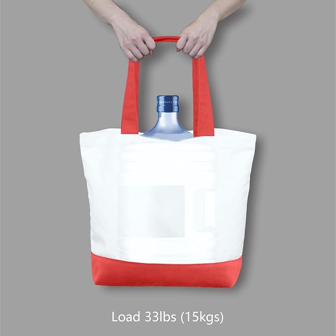 TOPDesign 3-Pack Super Strong Large 12oz Cotton Canvas Tote Bags, Reusable