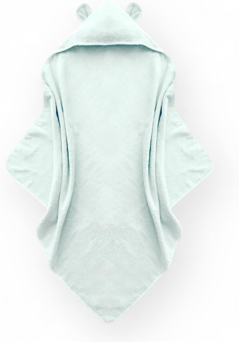 Organic Cotton Toddler Towel Poncho - Ultra-Soft for Boys & Girls 0-5T, Bath Towel with Bear Ears, Absorbent & Premium (White)