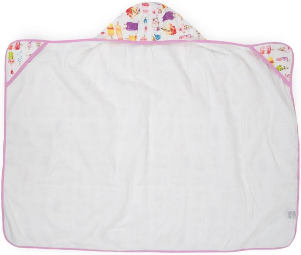 Little Unicorn Premium Hooded Bath Towel| Absorbent Cotton & Terry Blend | Larger Size, 1-6 Years (Brain Freeze)