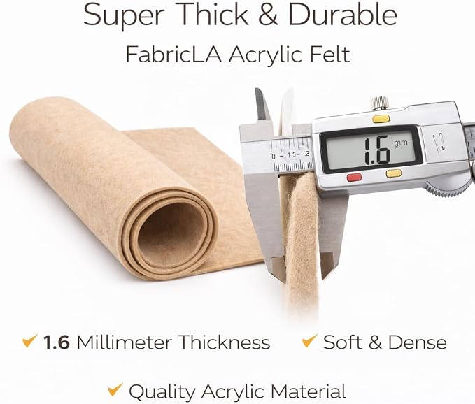 FabricLA Felt Fabric 72" Wide 1.6mm Thick Acrylic Felt by The Yard