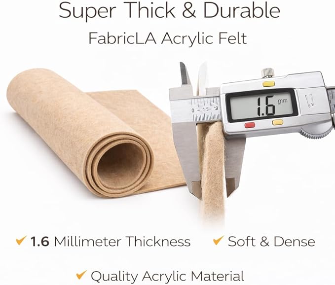 FabricLA Felt Fabric 72" Wide 1.6mm Thick Acrylic Felt by The Yard