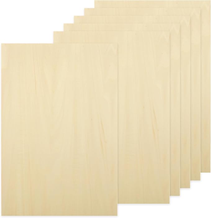 6 Pack 18 x 12 x 1/4 Inch Basswood Sheets Plywood Board, 6mm Unfinished Basswood