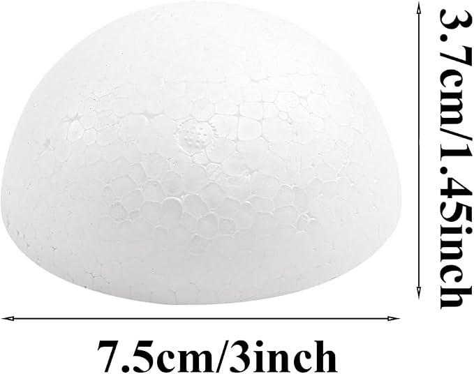 Crafjie 24PCS 3 Inchs Half Foam Balls White Half Round Polystyrene Foam Balls