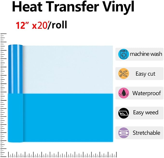 HTVVETUR Glow in The Dark HTV Heat Transfer Vinyl Roll 12 Inch by 20 Feet Iron