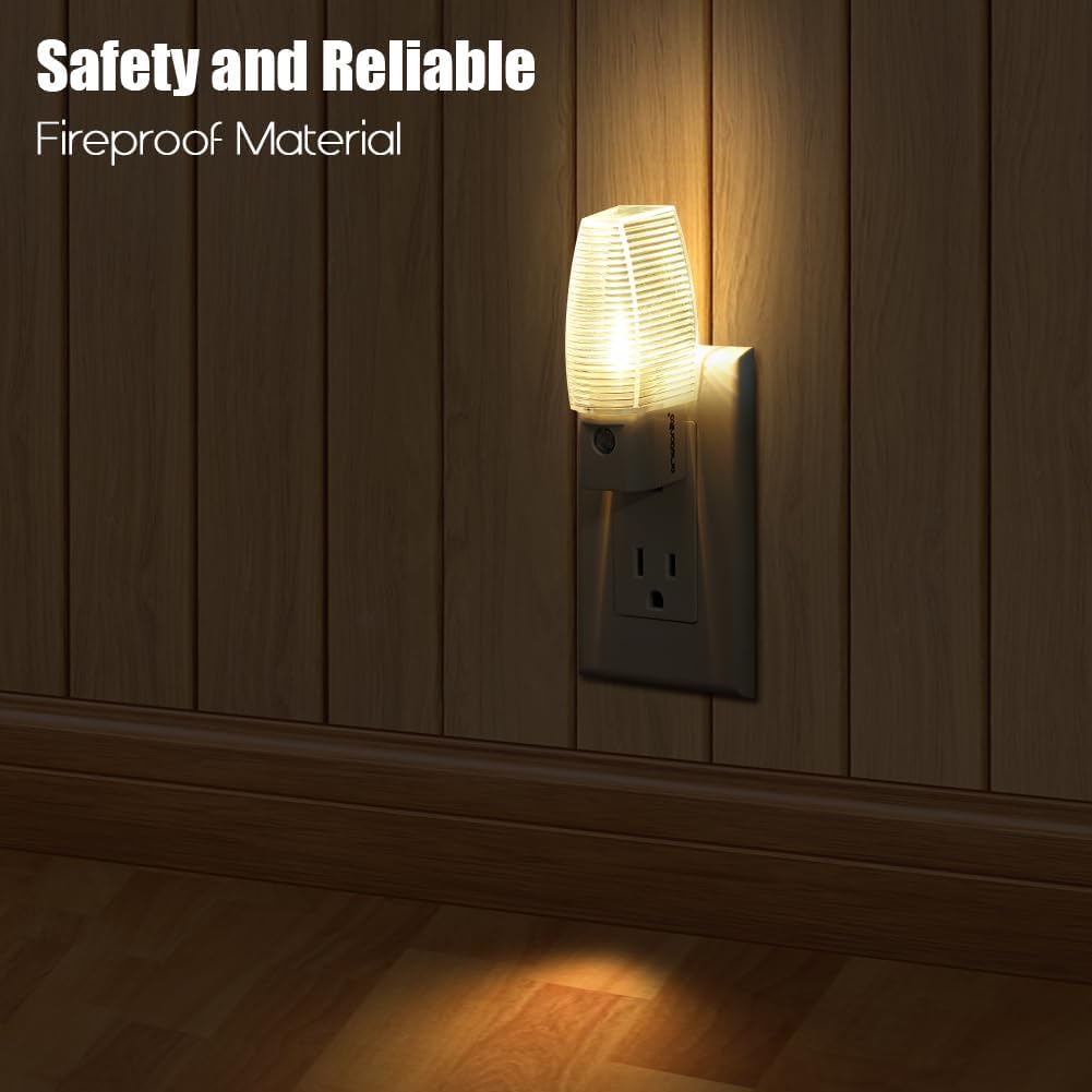 Emotionlite 8 Pack Plug in Night Light, Warm White LED Nightlight, Dusk to Dawn Sensor, Kids, Nursery, Bedroom, Bathroom,Hallway, Stairs, Kitchen