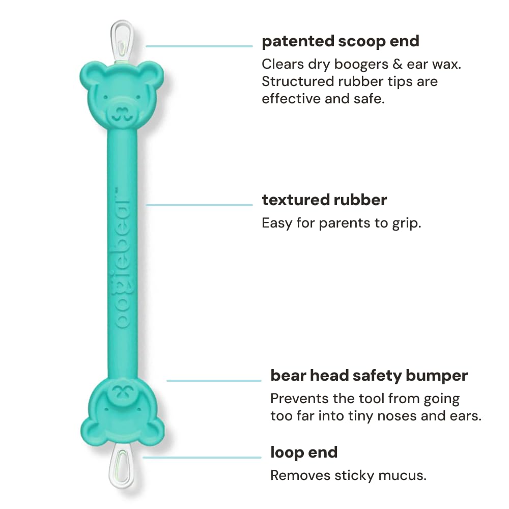 oogiebear: Baby Nose Cleaner & Ear Wax Removal Tool - Safe Booger & Earwax Removal for Newborns, Infants, Toddlers - Dual-Ended - Essential Baby Stuff, Diaper Bag Must-Have - 4 Pack with a Pouch