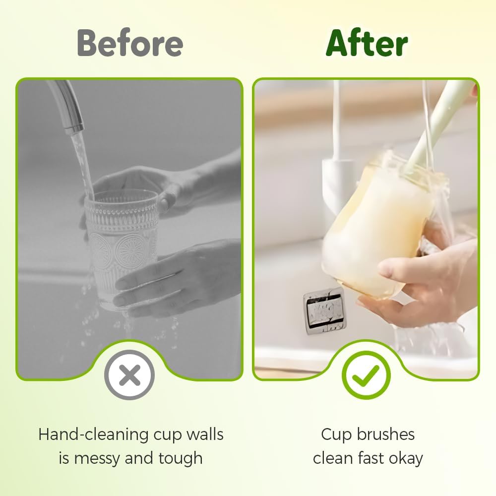 5 in 1 Bottle Cleaning Brush, Multifunctional Water Bottles Cleaner Brushs Portable Bottle and Lid Cleaning Brush Tool, Straw Cleaner Brushs for Baby Bottles Tumblers Glass Cups (1, Green)
