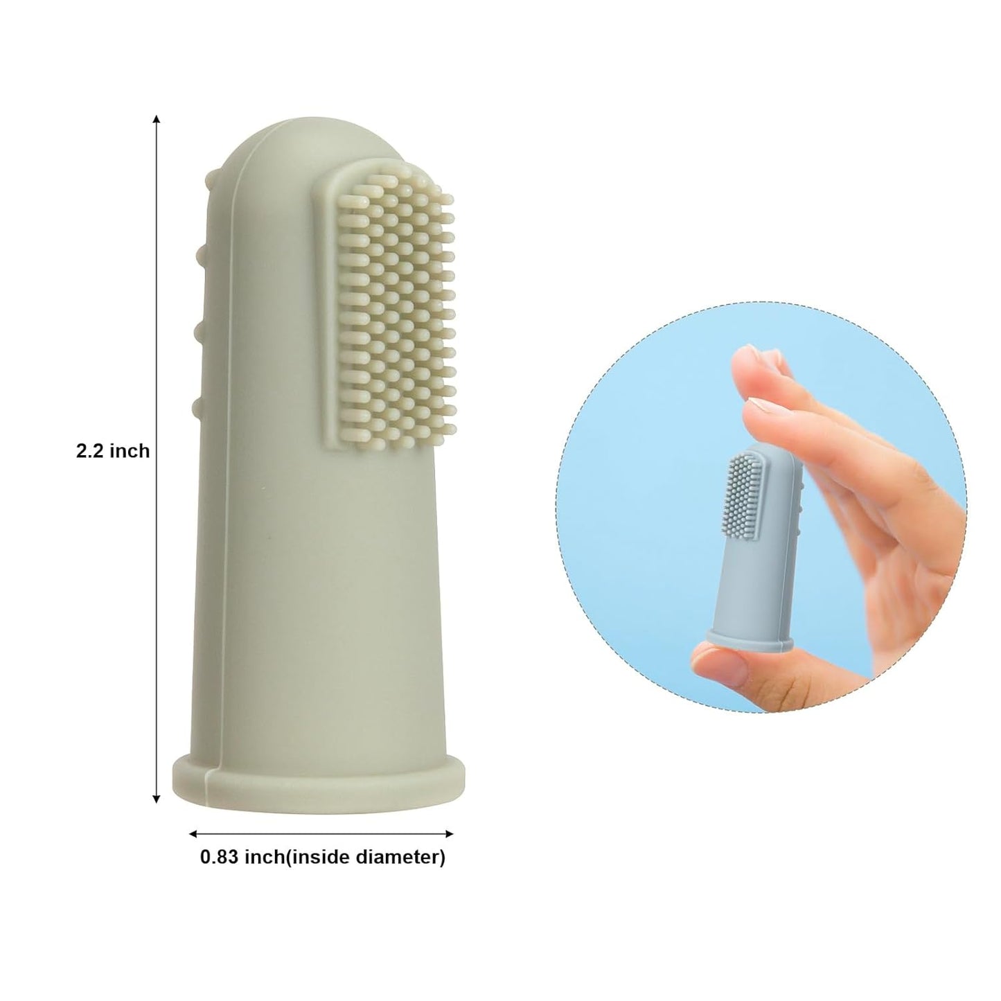 Baby Finger Toothbrush with Case, Food Grade Silicone, BPA Free, 2-Pack (Sand+Shifting Sand)