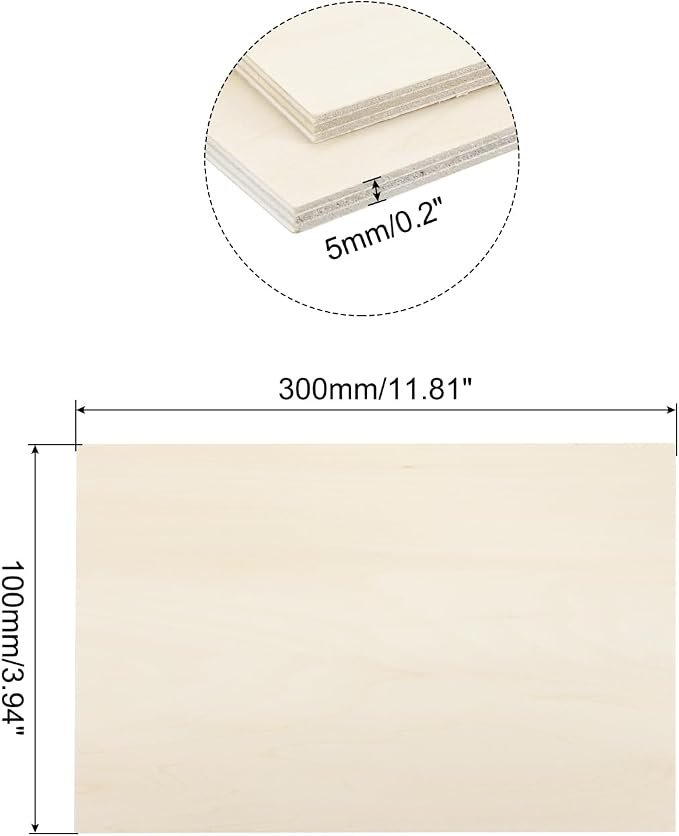 MECCANIXITY 3pcs Basswood Sheets 4 x 12 x 3/16 Inch Unfinished Wood Boards