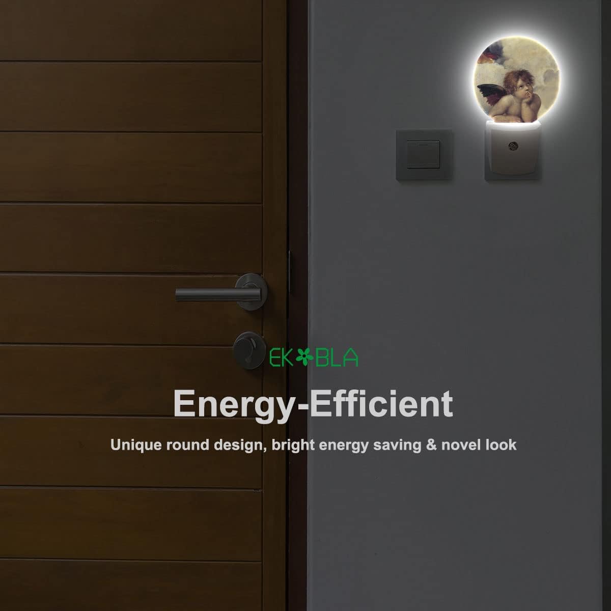 EKOBLA Angel Night Light Angel Wings Cherubs Night Lights Plug into Wall Auto Sensor Dusk-to-Dawn LED Lamp 0.5W Sleep Friendly for Son Boys Pregnant Women Gifts