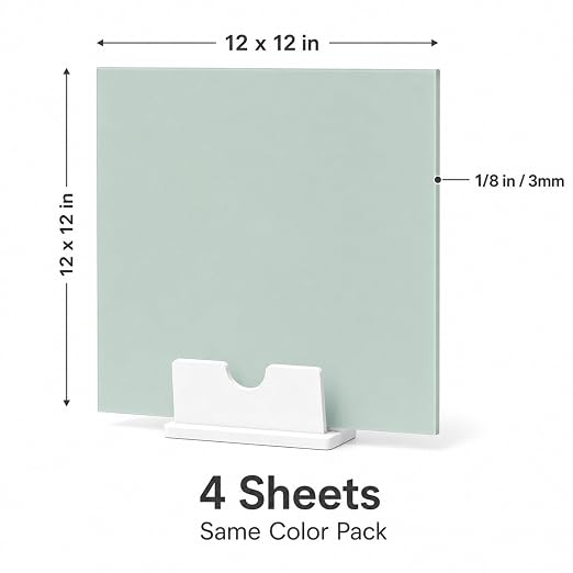 Sage Green Pastel Cast Acrylic Sheets 12x12 1/8" | Dual finish matte & glossy