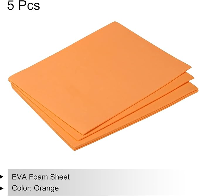 MECCANIXITY EVA Foam Sheets Orange 7.6 Inch x 5.9 Inch 2mm Thickness