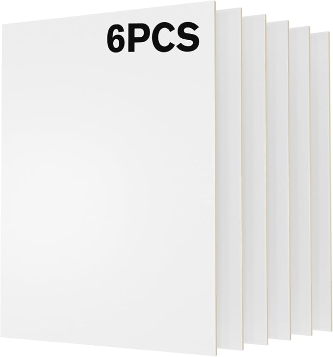 6 Pack Pre-Painted Colored Plywood Sheets, 11.7" x 8.27" x 1/8 Thin Basswood