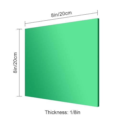 8x8 Inches Green Mirror Acrylic Sheet – 2 Pcs Reflective Acrylic Panel