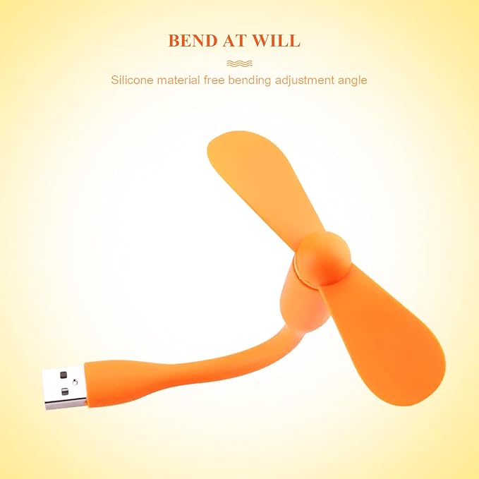 Mini USB Fan, Portable Pocket Fan USB-A Powered Little Cooler, Quiet Operation, for Home Office Car Outdoor Travel- 4 Pack (Orange)