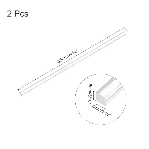 MECCANIXITY 2pcs Acrylic Square Rods 5/16" x 14" Clear Acrylic Dowel Rods