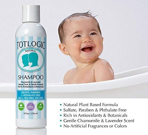 TotLogic Sulfate Free Kids Shampoo - 8 oz Original Scent - Gentle and Paraben Free Non-Toxic Plant Based Formula Safe for Babies and Toddlers, Natural Essential Oils