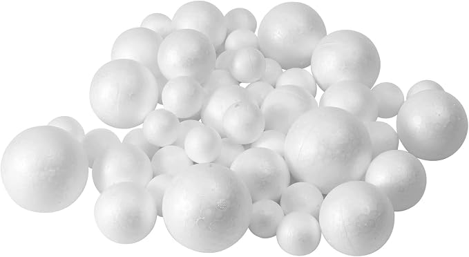50 Pack Craft Foam Balls, 5 Sizes, Foam Balls