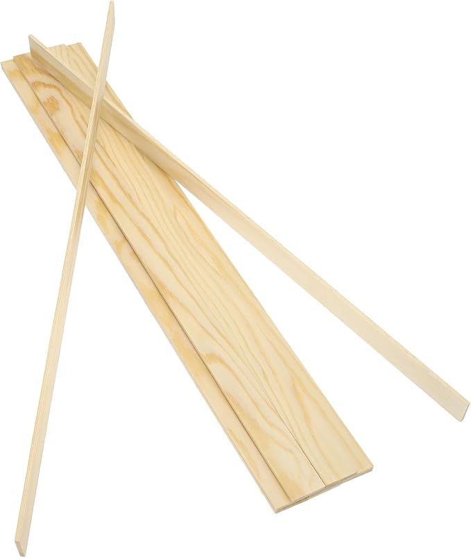 MECCANIXITY 10Pcs Wood Strips Slats, 1/8" x 7/8" x 16" Thin Wood Sticks Flat