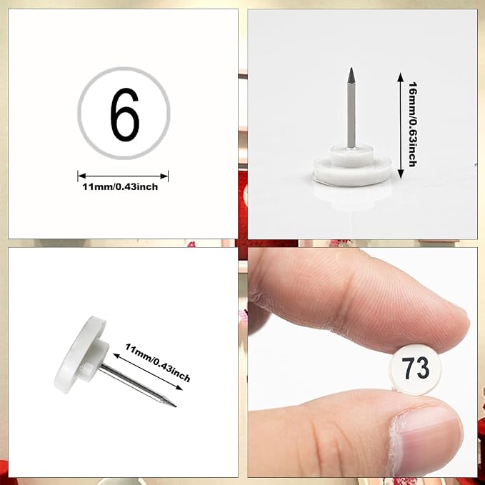 ELANE 100 Pcs Numbered Thumb Tacks