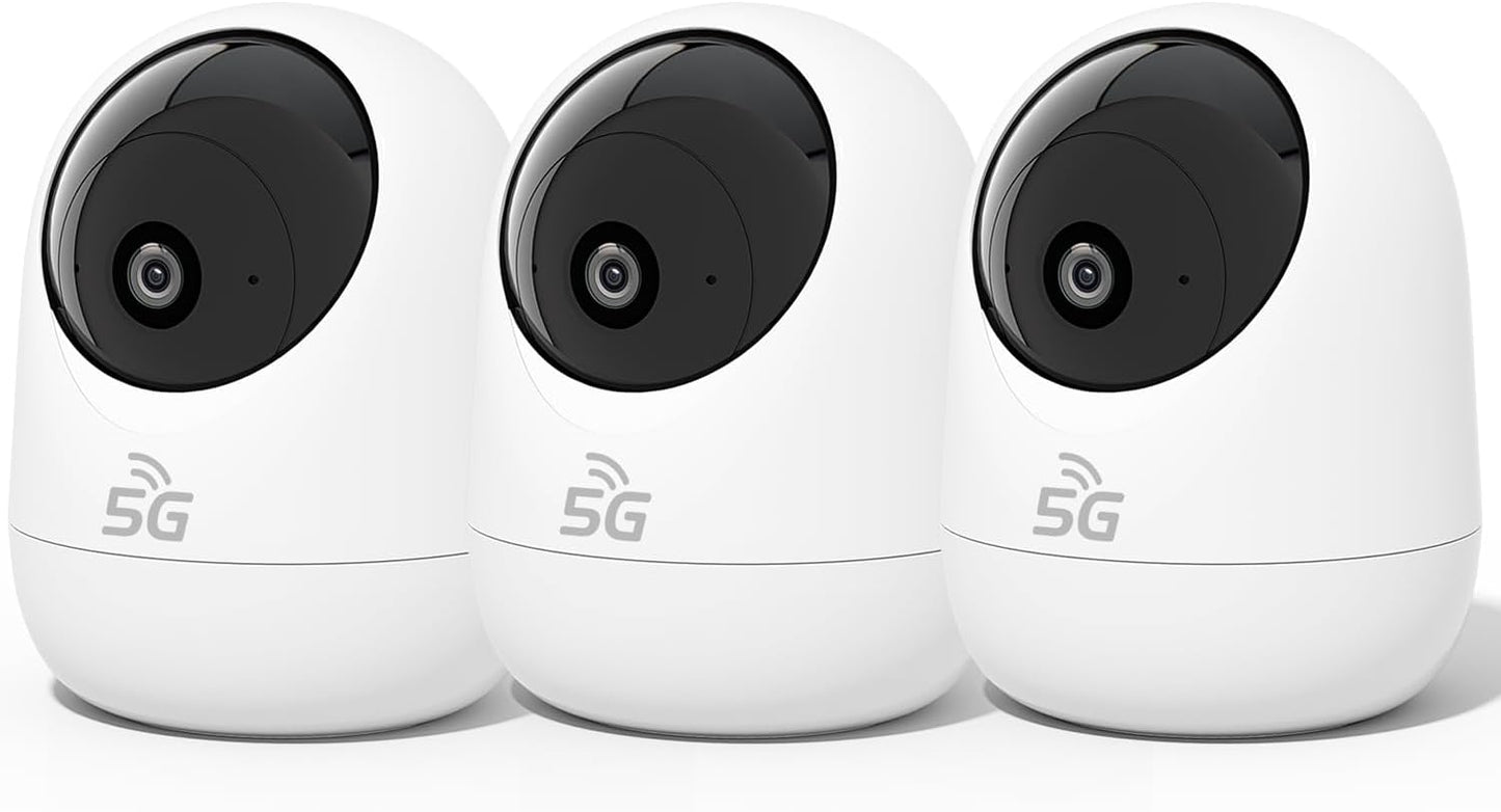 Rraycom 2K Pan/Tilt Security Camera for Baby Monitor, 5G Dog Camera w/Motion Detection&Crying Detection, 2-Way Audio, Siren, Night Vision, Motion Tracking,Cloud & SD Card Storage, Works/Alexa,3Pack