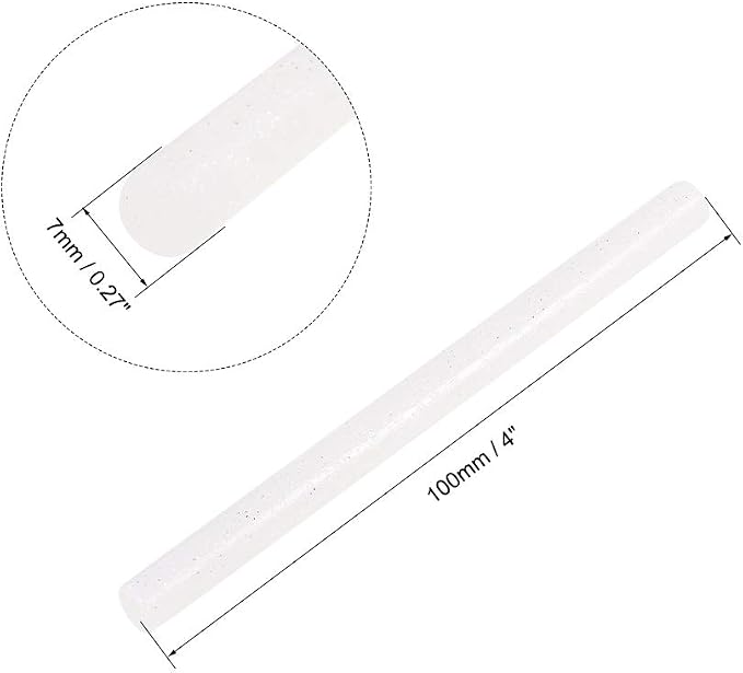 uxcell Mini Hot Glue Sticks for Glue Gun 0.27-inch x 4-inch White Glitter 10pcs