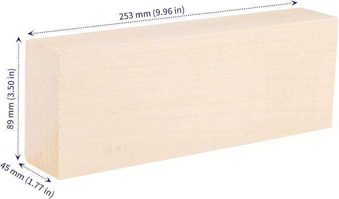 SOUJAP 2 Pack 10 x 3.5 x 1.7 Inch Basswood Carving Blocks, Unfinished Wood