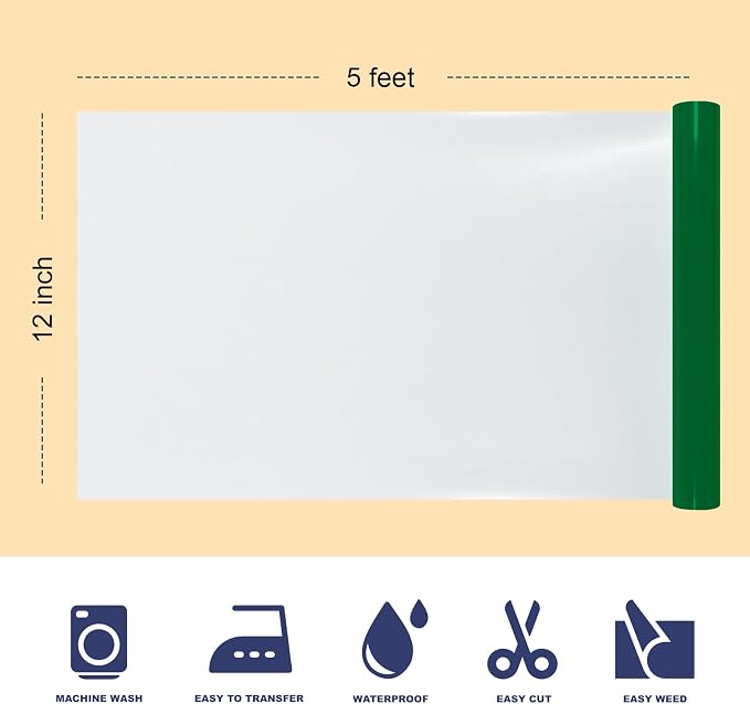 Puff Heat Transfer Vinyl, 12in X 5ft Iron on