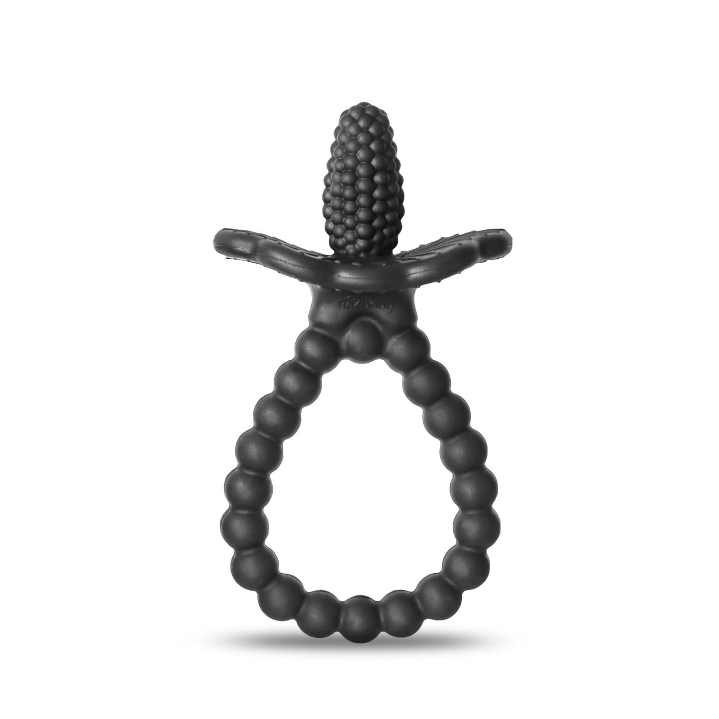 RaZbaby RaZberry Plus Baby Teether – Easy-to-Hold Toy for Front & Back Teething Relief, BerryBumps Texture for Sensory Development, Soothes Sore Gums, BPA-Free, Great Gift for Babies 3M+ – Black