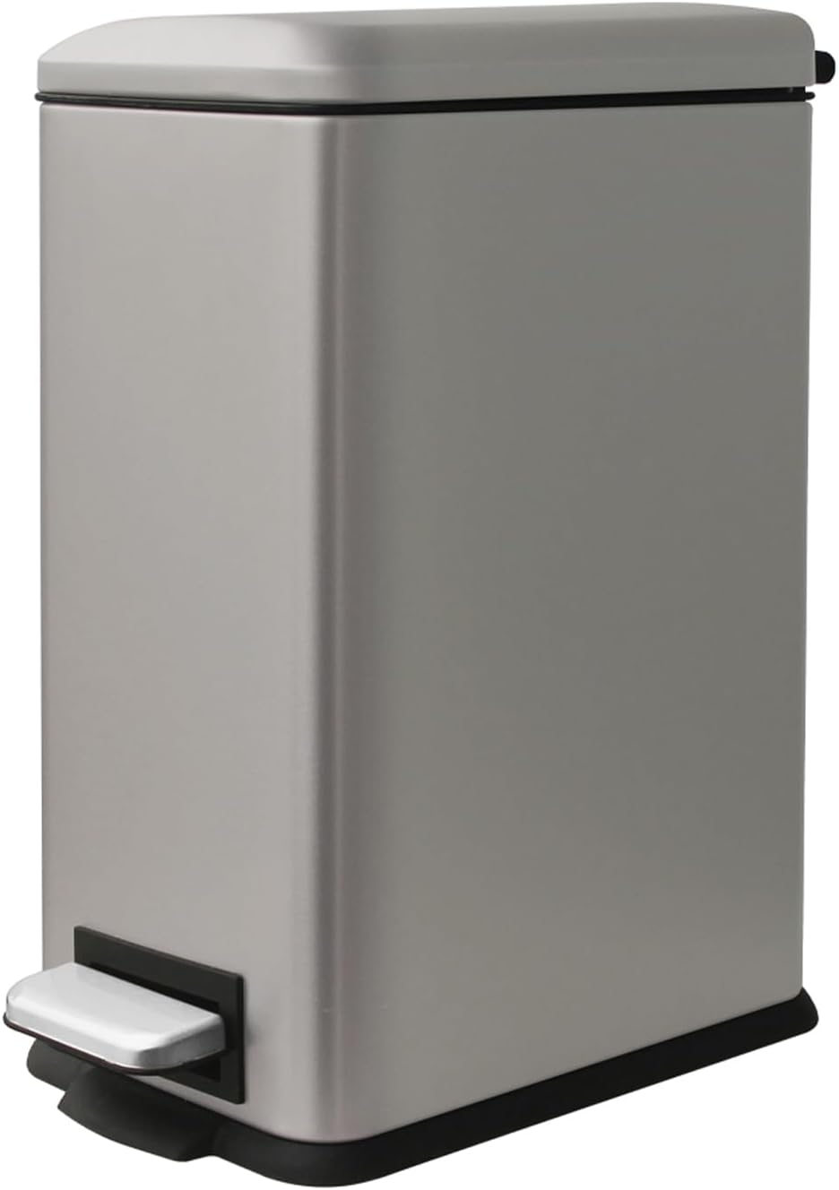 Trash Can, 2.6 Gallon Bathroom Trash Can with Lid, Stainless Steel Garbage Can with Removable Liner, 10 Liter Rectangle Step Trash Bin for Office, Bedroom, Living Room, Dorm, Kohler Grey