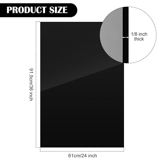 Juexica 1 Pcs 24'' x 36'' Black Acrylic Sheet 1/8'' Thick Cast Acrylic Sheet