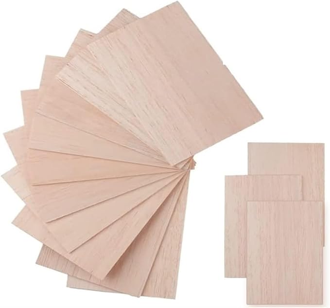 10pcs Balsa Wood Sheets Ply, 100/200/300mm Long Solid Wood Boards, 1-8mm Thin