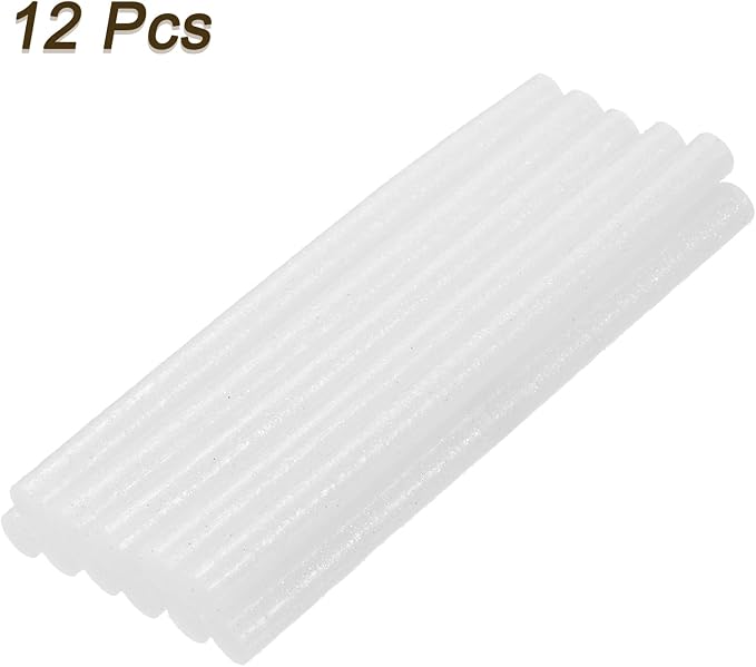 uxcell Mini Hot Glue Sticks for Glue Gun 7mm x 100mm Glitter Light White 12pcs