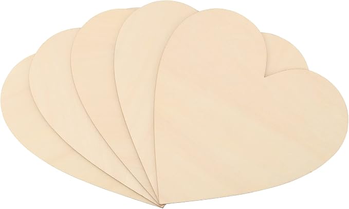 HOIGON 30 PCS 8 Inch Large Wooden Hearts, 1/8 Inch Thick Unfinished Wood Heart