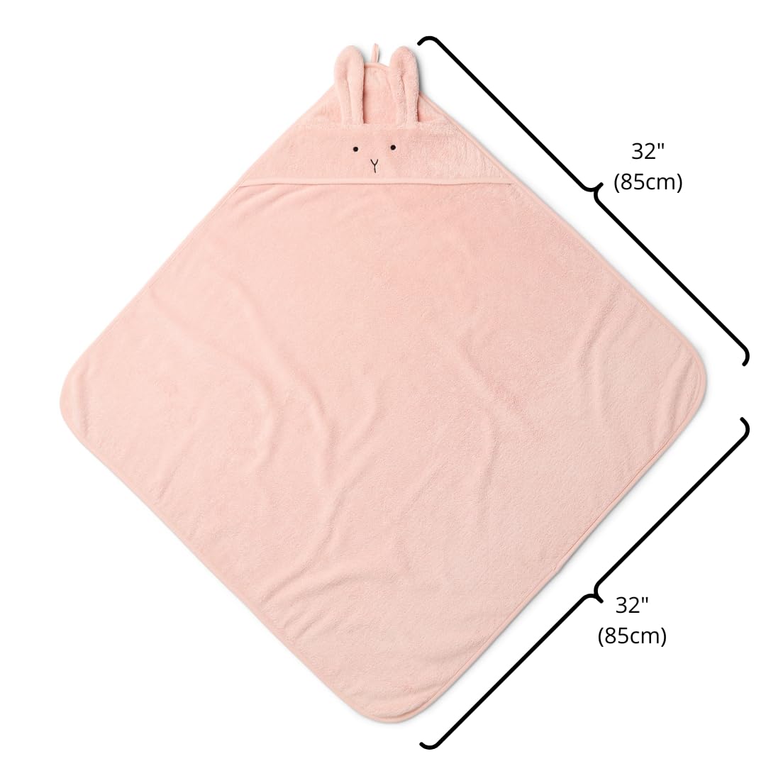 Baby Hooded Towel – Organic Cotton Baby Bath Towels – Baby Towels, Baby Bath Towels for Baby Girl, 32" x 32" Super-Soft and Absorbent Baby Towels for Newborn (Rabbit - Blush)