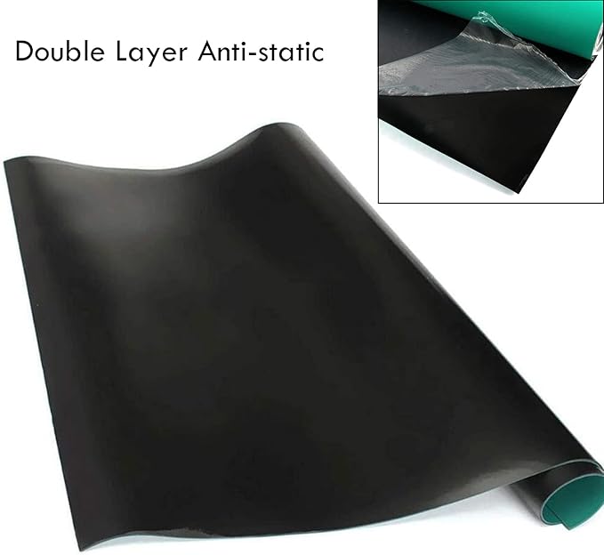 MYOYAY 23.6" x 118" Rubber ESD Soldering Mat Roll 0.08" Thick Anti-Static High Temperature Workbench Mat Electrical Grounding Desk Pad for Workstation Soldering Electronics Circuit Board Repair