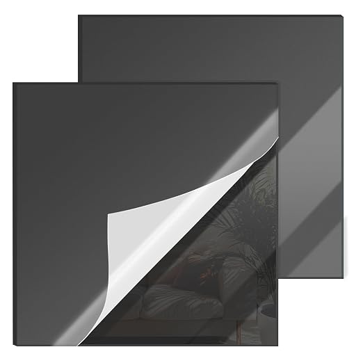12x12 Inches Black Mirror Acrylic Sheet – 2 Pcs Reflective Acrylic Panel