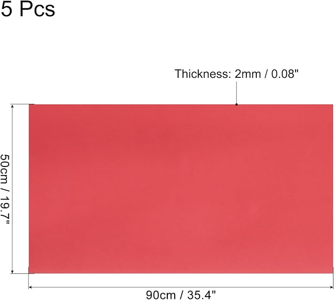 MECCANIXITY EVA Foam Sheets Red 35.4 Inch x 19.7 Inch 2mm Thick Crafts Foam EVA