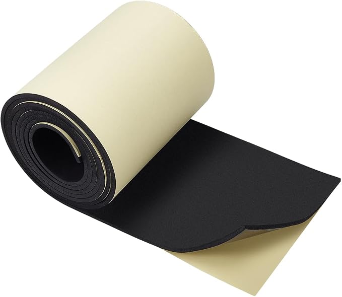 BENECREAT 118x8 Inch Black Self Adhesive EVA Foam Roll, 5mm Thick Waterproof