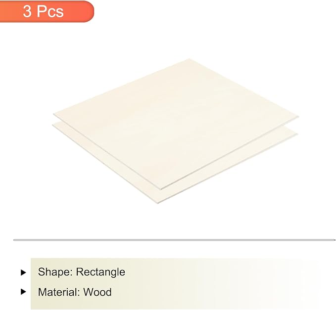MECCANIXITY 3pcs Basswood Sheets 12 x 8.3 x 3/16 Inch Unfinished Wood Boards