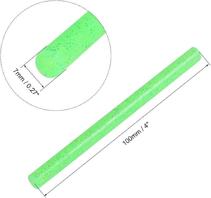 uxcell Mini Hot Glue Sticks for Glue Gun 0.27-inch x 4-inch Green Glitter 10pcs